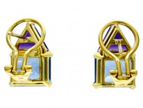 Blue Topaz & Amethyst Earrings
