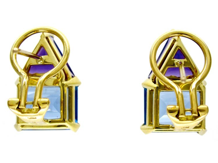 Blue Topaz & Amethyst Earrings