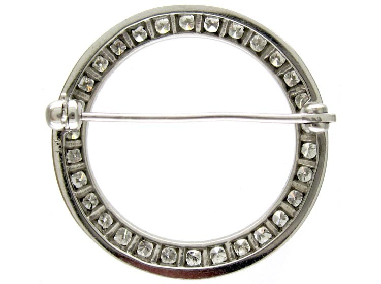 18ct White Gold Diamond Circle Brooch