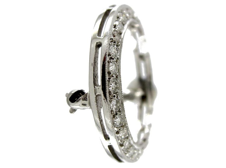 18ct White Gold Diamond Circle Brooch