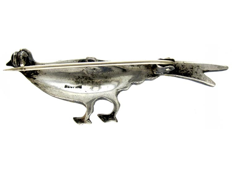 Silver, Marcasite & Enamel Pheasant Brooch