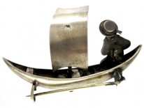 Silver Novelty Brooch of Sailor in His Boat