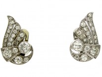 Diamond Art Deco Clip Earrings