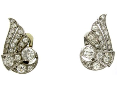 Diamond Art Deco Clip Earrings