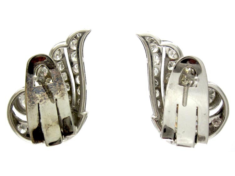 Diamond Art Deco Clip Earrings