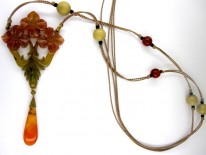 Art Nouveau Carved Horn Pendant