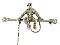 Paste-Set Silver Monkey Brooch
