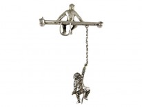 Marcasite Silver Double Monkey Brooch