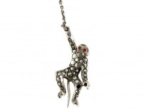 Marcasite Silver Double Monkey Brooch