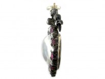 Edwardian Moonstone Ruby & Rose Diamond Heart Pendant