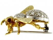 Gold & Diamond Bug Brooch