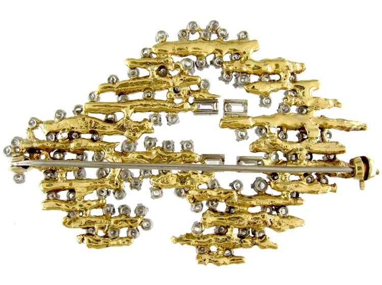 Gold & Diamond Retro Brooch