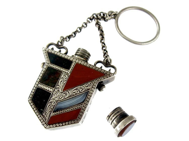 Scottish Silver & Agate Scent Bottle