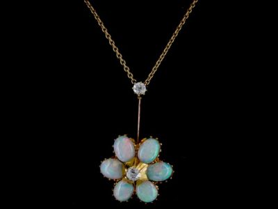 Edwardian Gold, Opal & Diamond Pendant