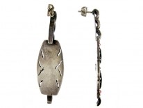 Art Deco Marcasite Silver Onyx & Coral Earrings