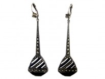 Art Deco Silver & Enamel Drop Earrings