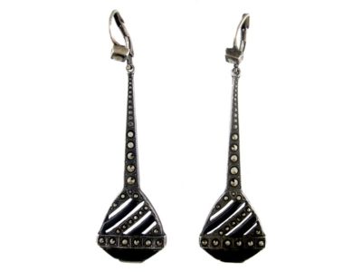Art Deco Silver & Enamel Drop Earrings