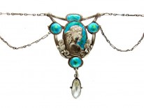 Art Nouveau Silver & Enamel Necklace attributed to Bertha Lang Goff