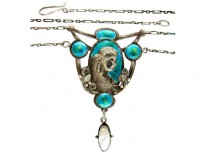 Art Nouveau Silver & Enamel Necklace attributed to Bertha Lang Goff