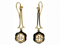 Black Enamel & Diamond Drop Earrings