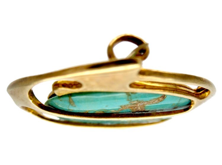 Murrle Bennett Art Nouveau Turquoise & 15ct Gold Brooch