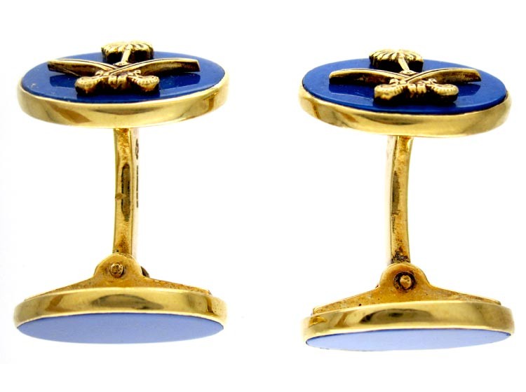Asprey 18ct Gold Lapis Cufflinks