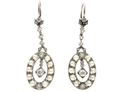 Edwardian Diamond & Natural Pearl Earrings