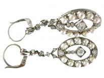 Edwardian Diamond & Natural Pearl Earrings