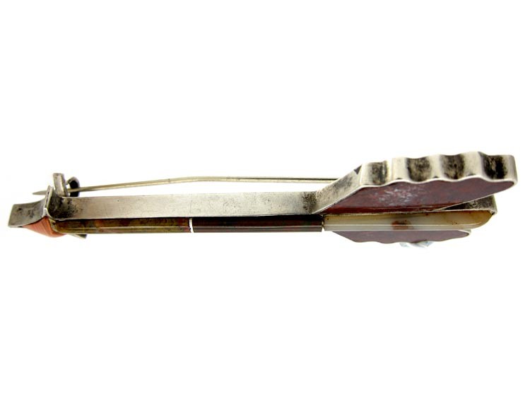 Scottish Agate & Silver Arrow Brooch
