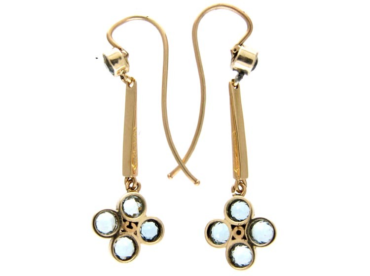 Aquamarine & Pearl 9ct Gold Drop Earrings