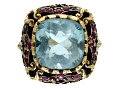 Aquamarine & Ruby Ring