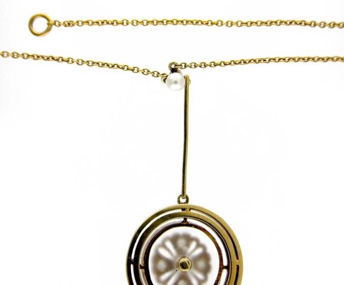 Onyx, Diamond & Rock Crystal Pendant