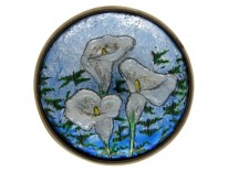 Large Limoges Enamel Art Nouveau Silver Brooch