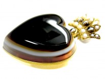 Victorian Banded Agate Heart Pendant