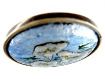 Large Limoges Enamel Art Nouveau Silver Brooch