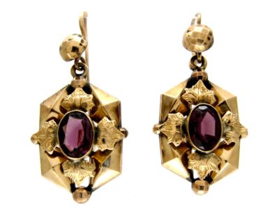 Garnet 15ct Gold Victorian Earrings