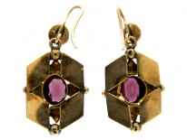 Garnet 15ct Gold Victorian Earrings