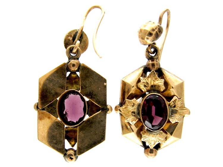 Garnet 15ct Gold Victorian Earrings