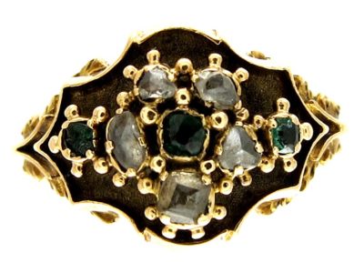 Georgian Emerald Diamond 15ct Gold Ring
