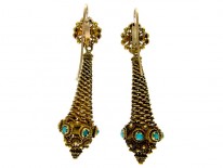 Regency 18ct Gold & Turquoise Drop Earrings