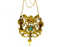 Emerald Diamond 18ct Gold French Pendant