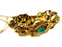Emerald Diamond 18ct Gold French Pendant