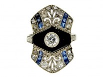 Art Deco Onyx, Sapphire & Diamond Ring