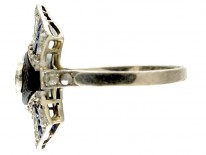 Art Deco Onyx, Sapphire & Diamond Ring