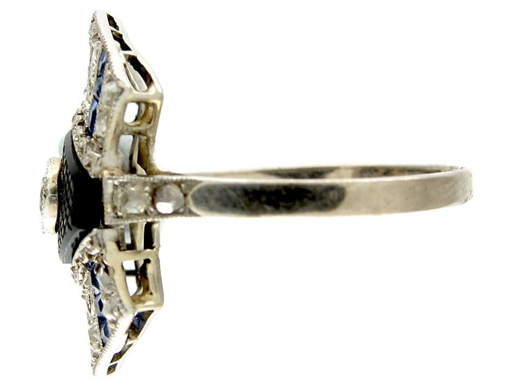 Art Deco Onyx, Sapphire & Diamond Ring