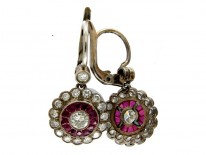 Ruby & Diamond Cluster Drop Earrings