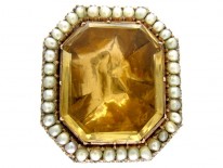 15ct Gold, Citrine & Natural Pearl Brooch