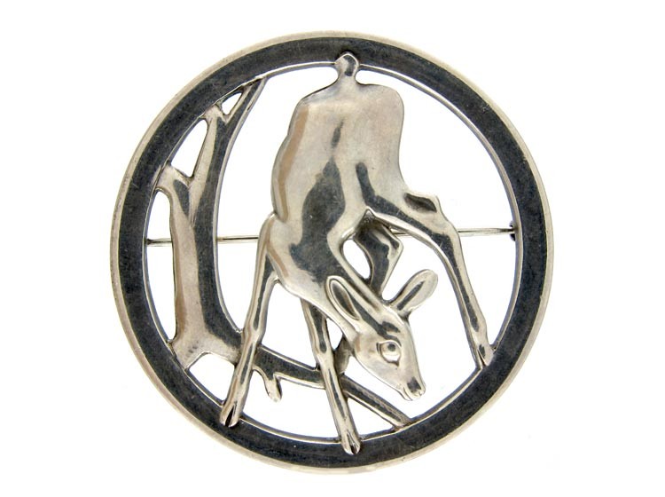 Georg Jensen Large Silver Fawn Brooch