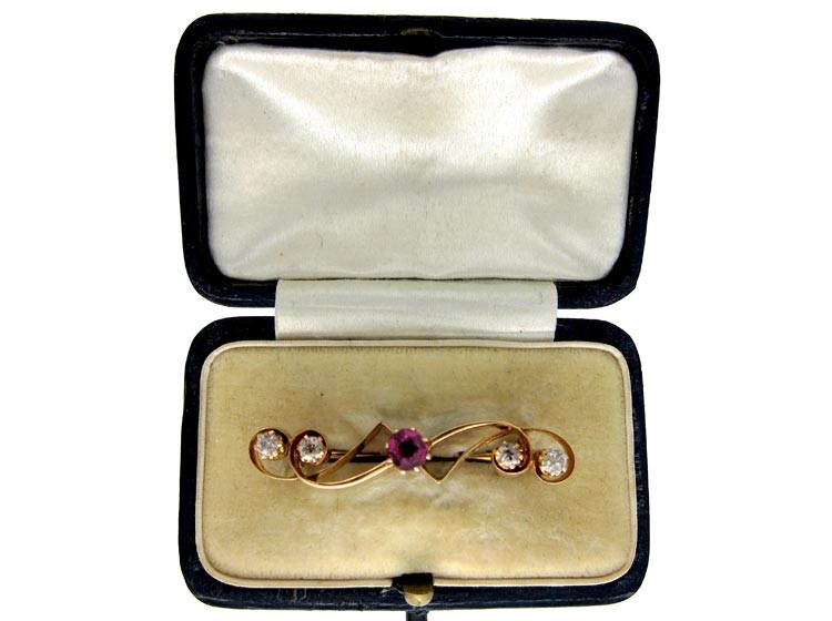 Ruby & Diamond Austrian Brooch