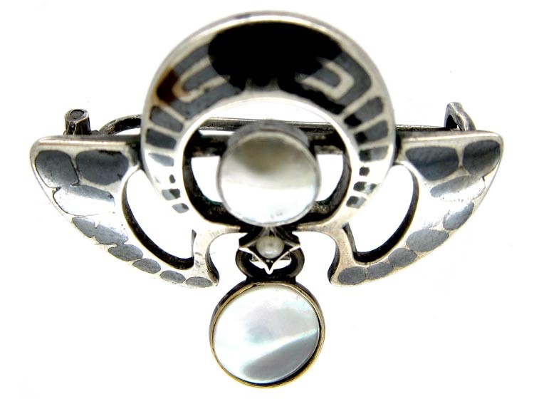 Silver Niello Art Nouveau Brooch